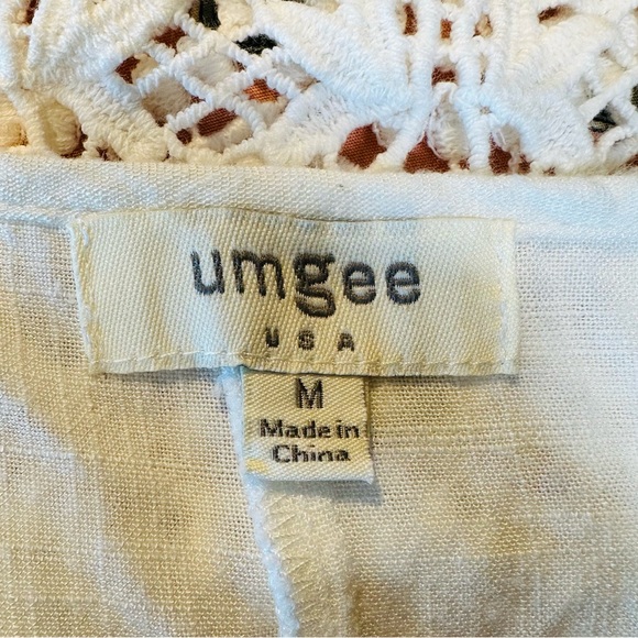Umgee Ivory Tunic Cotton Blend Crochet Lace Trim Size Medium. - Picture 9 of 10